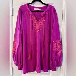 Kim Gravel Embroidered Magenta Women's Top